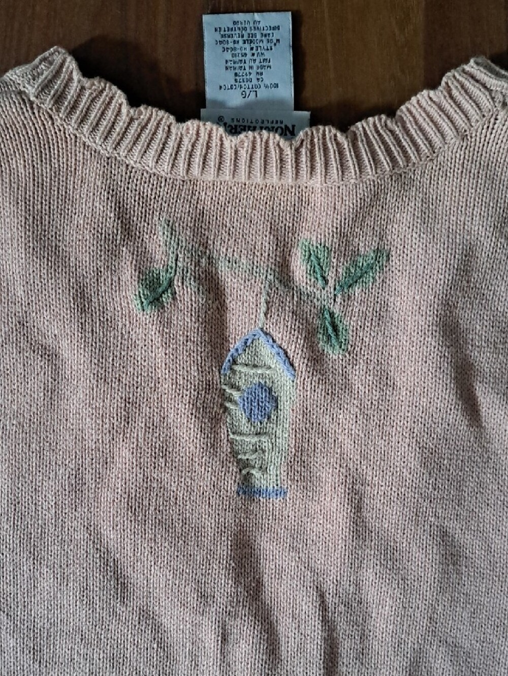 Vintage Pink Embroidered Garden Sweater Vest. Cottagecore, 100% Cotton. Beauty!! - Picture 8 of 8